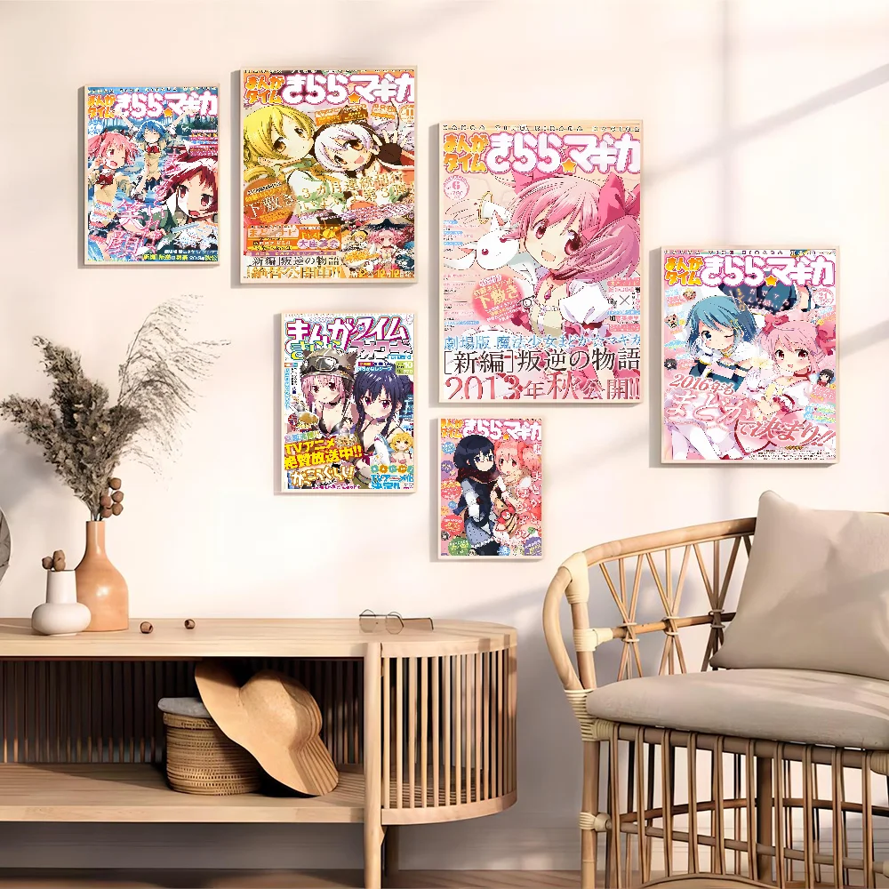 Puella Magi Madoka Magica Self-adhesive Art Poster Whitepaper Sticker DIY Room Bar Cafe Wall Decor
