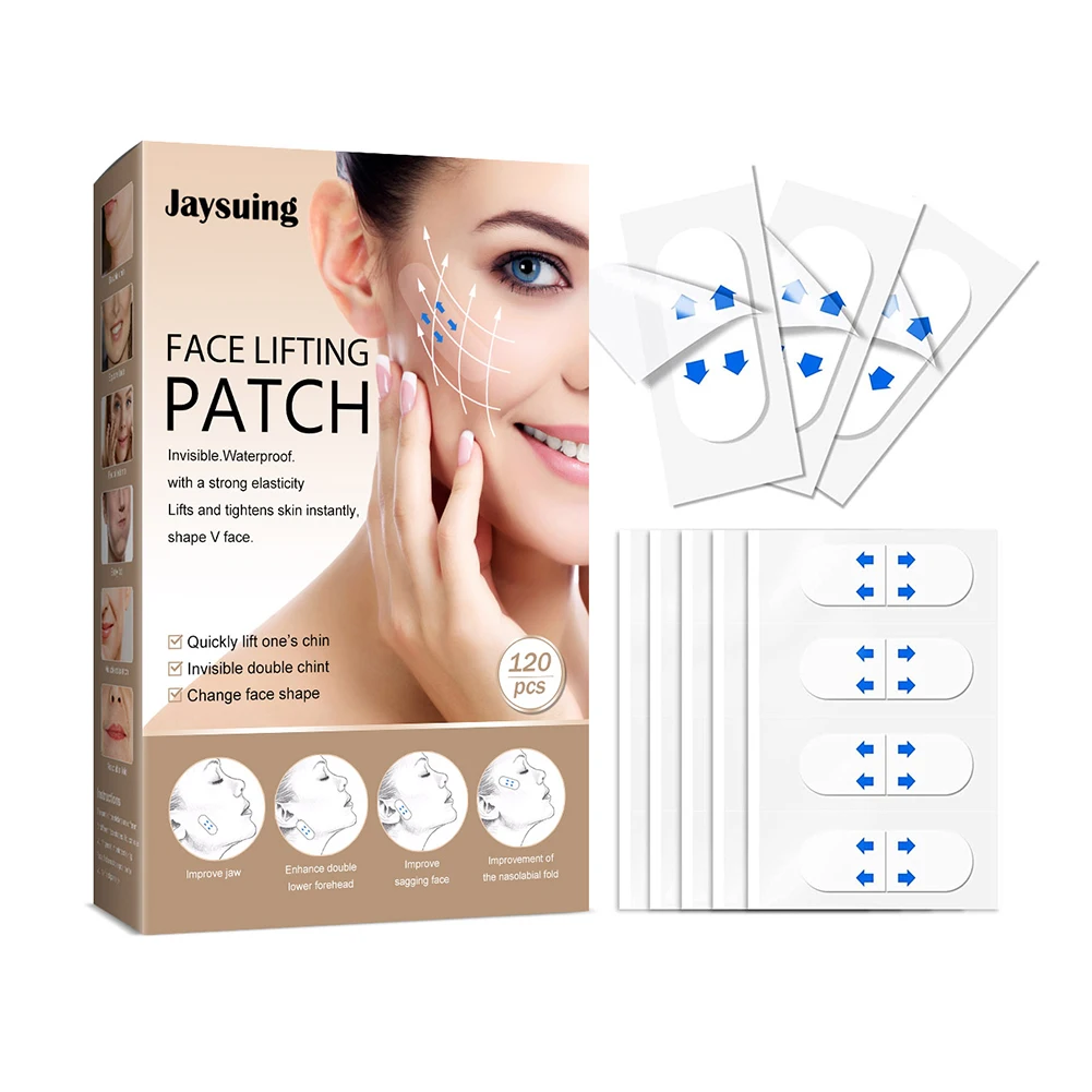 

120pcs Invisible Thin Face Stickers V Shape Chin Line Sagging Lift Patch Face Anti-Wrinkle Skin Lift Tapes Facelifting Patch