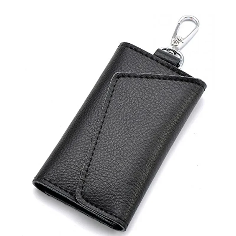 Simple Key Holder Genuine Leather Wallet Unisex Solid Key Wallet Organizer Bag Car Housekeeper Wallet Card Holder