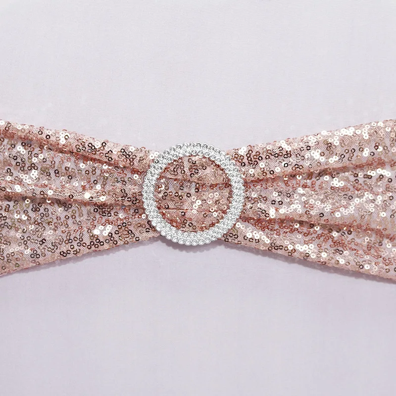 Bow Sash Stretch Glitter Chair Sashes Knot With Round For Hotel Party Wedding Decorations