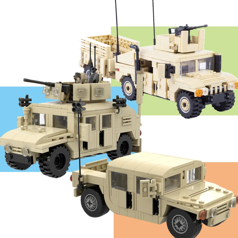 

Military Vehicles Hummers Building Bricks US Army Police SWAT Team Soldier Weapons MOC Car Blocks Mini Model Kids Gift Boy Toys