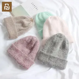 Youpin 2022 New Winter Hat for Women Rabbit Cashmere Knitted Beanies Thick Warm Vogue Ladies Wool Angora Hat Female Beanie Hats