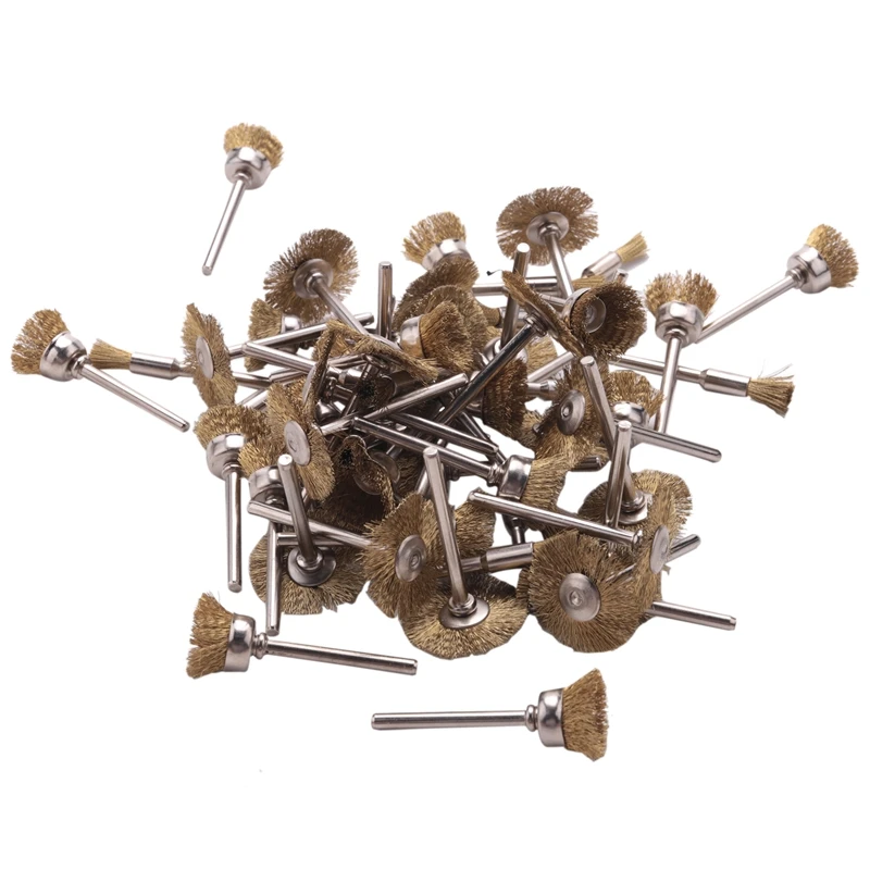 

Promotion! 60Pcs Mini Wire Brush Wheel Cup Steel Wire Brush Set Shank For Power Dremel Rotary Tools Polishing Buf