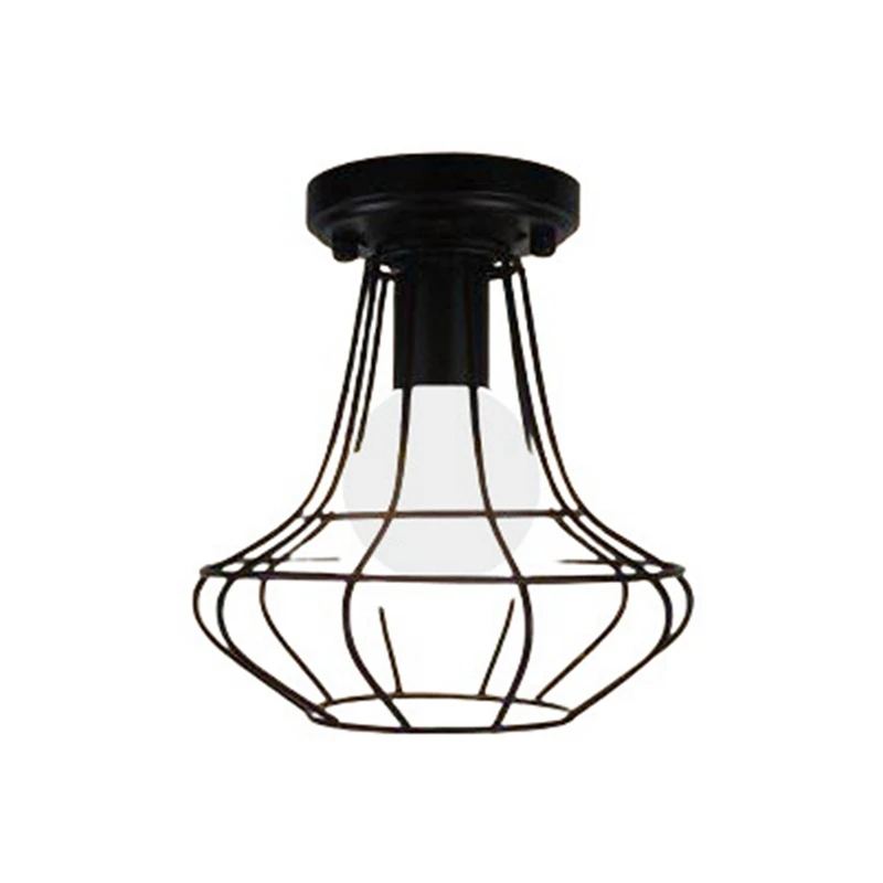 

Wrought Iron Led Ceiling Lights Vintage Industrial Lamp Shade Retro Loft For Living Room Kitchen Cage Home Decor