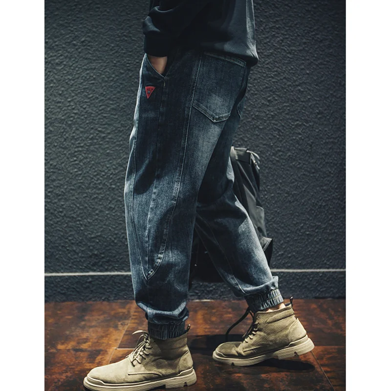 Men Clothing Straight Loose Cylinder Jeans Vintage Elastic Force Comfortable Bluish Grey Harun Trousers Female Autumn and Winter