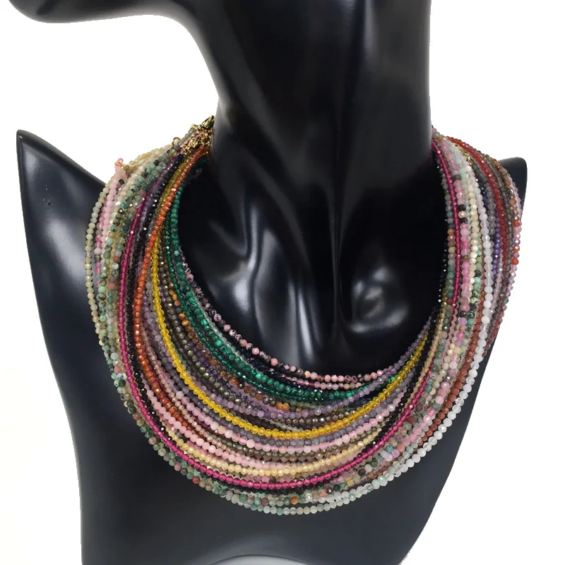 Ожерелье из натурального камня браслет бисера 2 мм граненый кристалл кварцевый