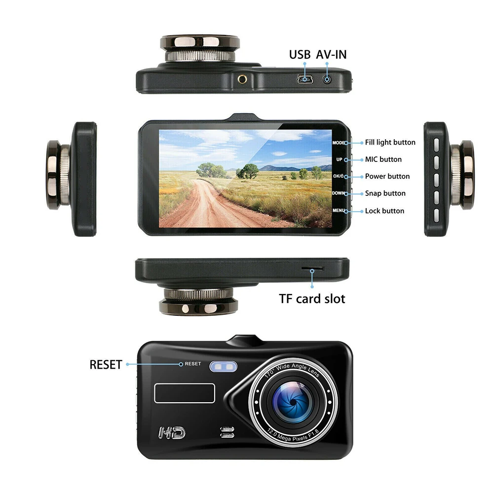 Автомобильный видеорегистратор с двумя объективами HD 1080P рекордер передней и