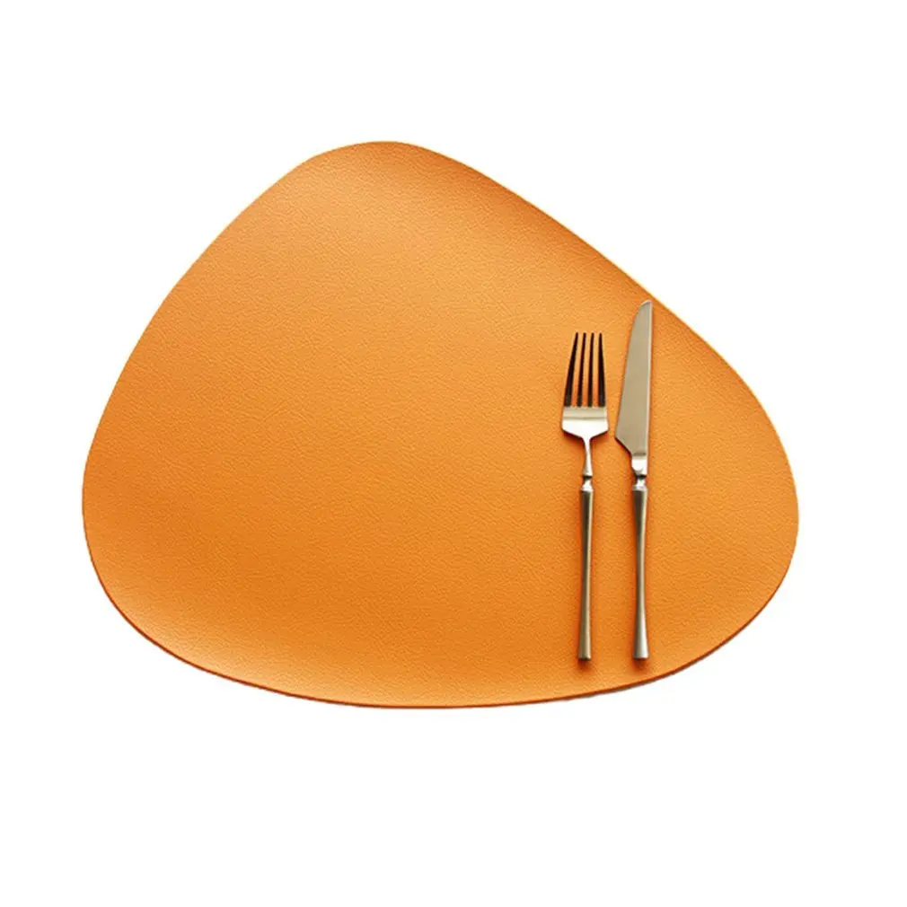 

PU Leather Table Mat Table Placemat Heat Insulation Trivet Non-slip Kitchen Tool Heat Resistant Leather Placemat
