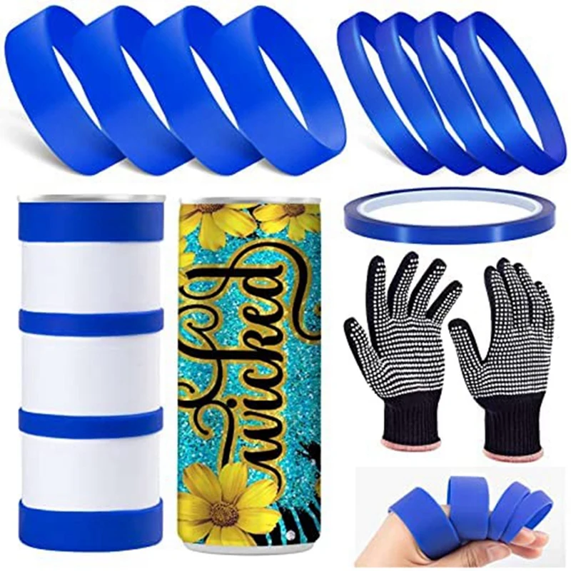 

BEAU-Silicone Bands For Sublimation Tumbler,2 Sizes Tight-Fitting,Prevent Ghosting Sublimation Paper Holder For 20 Oz Cups