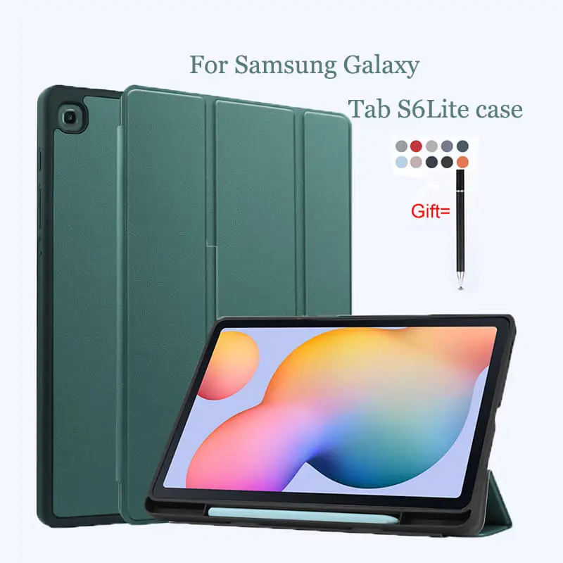 

Чехол для samsung tab s6 lite с держателем для карандашей, складная трехслойная подставка для Tab S6 Lite, 10,4 дюйма, SM-P610 P615, P613, P619, мягкий чехол для планшета