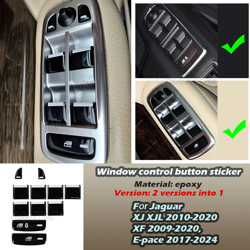 

Для Jaguar XF XJ XJL накладка на переключатель окна 2009-2020, черная кнопка, ремонтная наклейка для Jaguar E-Pace 2017-2024, декор интерьера