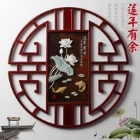 new chinese style solid wood jade carving decorative painting sofa background wall decor porch entrance hall pendant painting