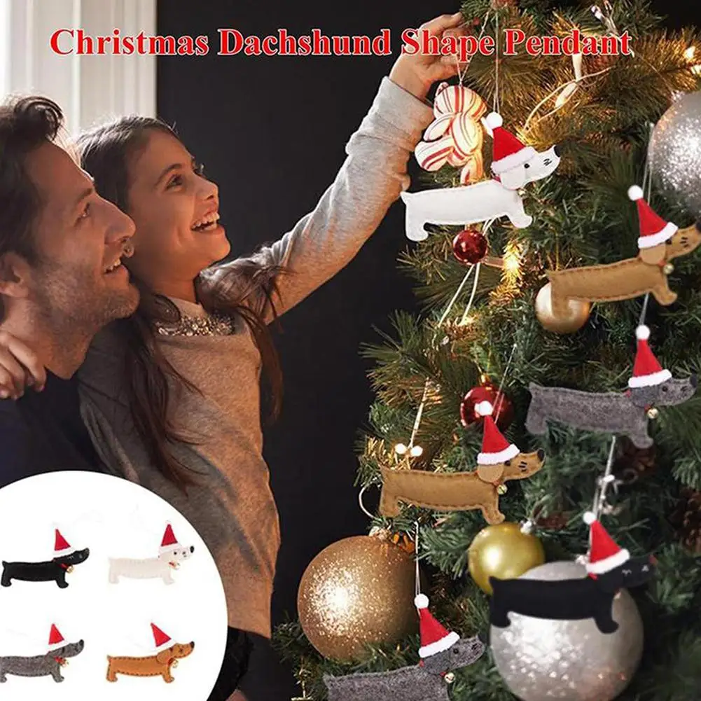 

Christmas Tree Plush Dachshund Dog Pendant High Quality 1pcs Aeolian Bells Xmas Workmanship Pendants Woolen Fabric Exquisit F6S7