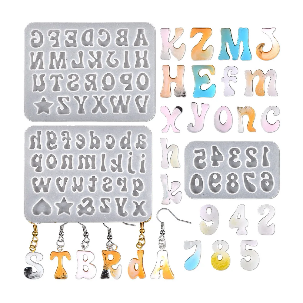 

Mini Letter Resin Molds Number Alphabet Epoxy Casting Mold for DIY Keychain Pendant Earring Jewelry Gummy Candy Chololate Mold