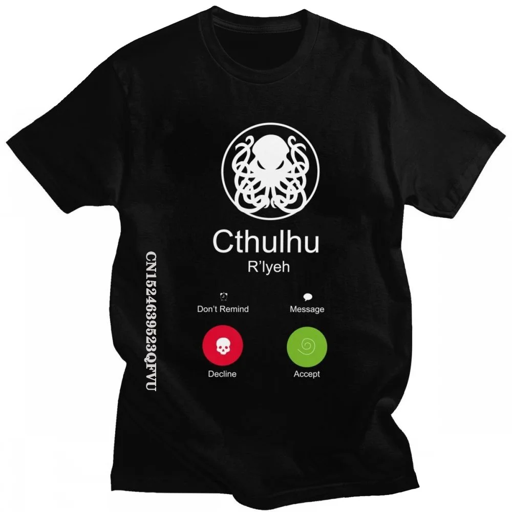 

Funny The Call Of Cthulhu Tshirts Man Pure Cotton R'lyeh Octopus Tees Tops Streetwear Men Novelty Designer T Shirt Clothing