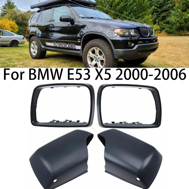 

2pcs Side Mirror Cover Cap Door Wing Rearview Mirror Trim Ring Housing Frame for BMW E53 X5 2000-2006 51168256321