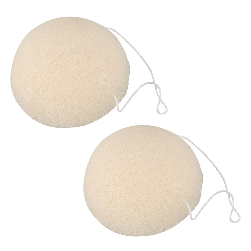 

2X натуральная Очищающая губка Konjac для лица-белая