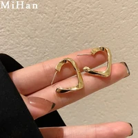 mihan 925 silver needle modern jewelry metal earrings popular design simply gold color drop earrings for girl lady gifts