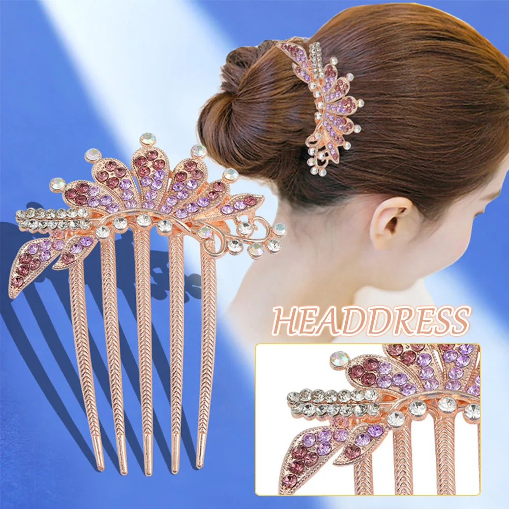 Гребень стразы для волос с пятью зубьями вставка в корону свадебный головной