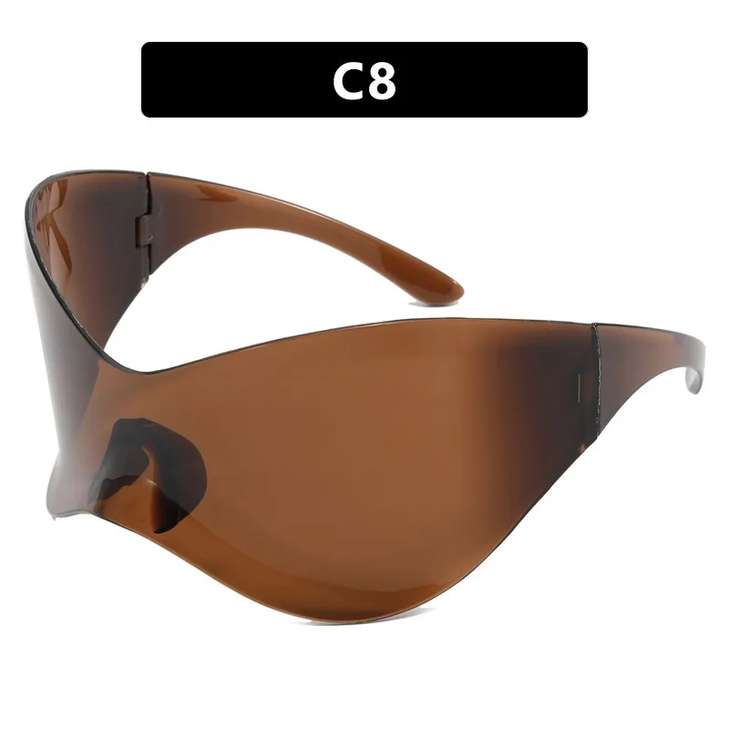 Новые Y2K модные цельные винтажные солнцезащитные очки большого размера в стиле