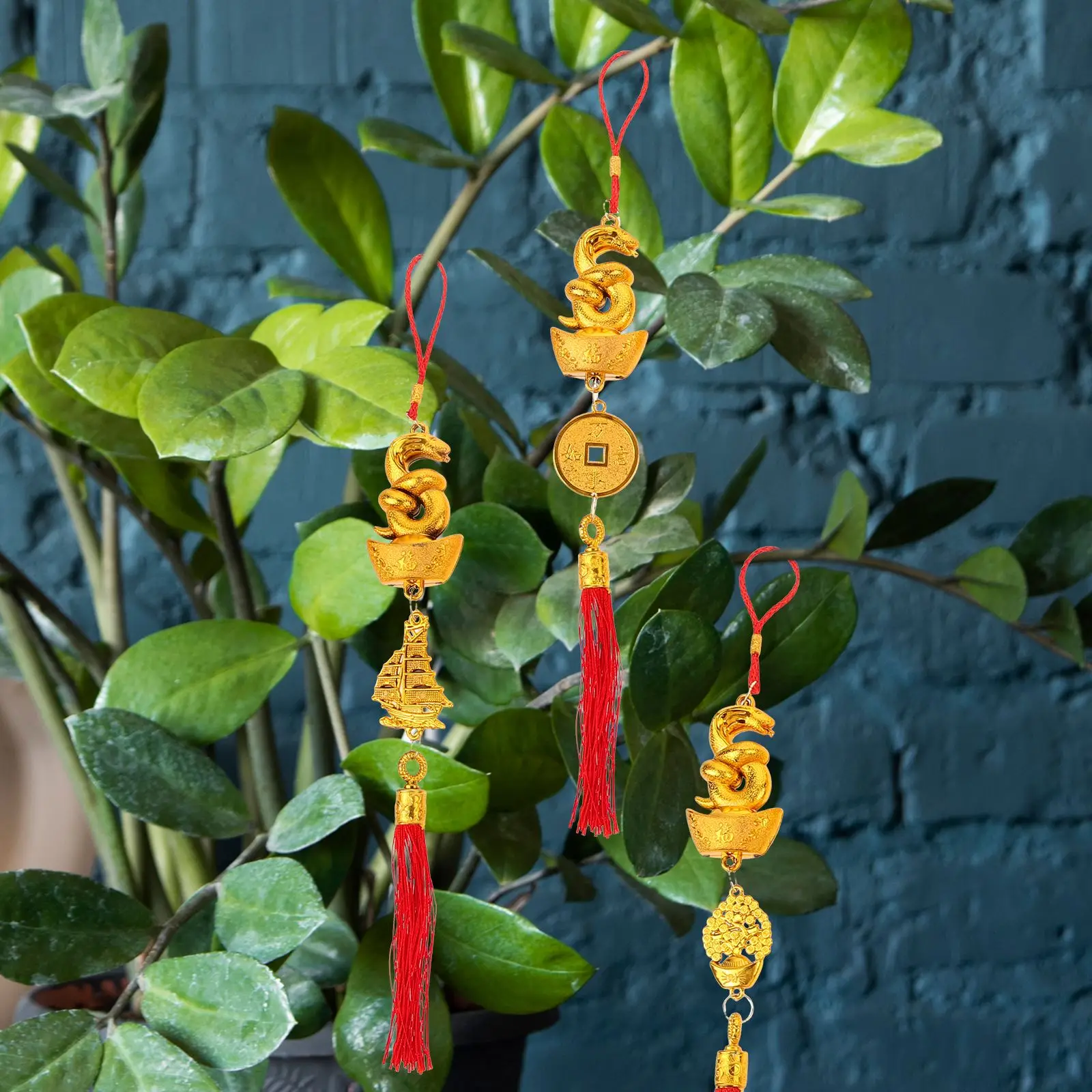 10 шт. 2025 год китайская змея орнамент кулон бонсай подвесные новогодние украшения