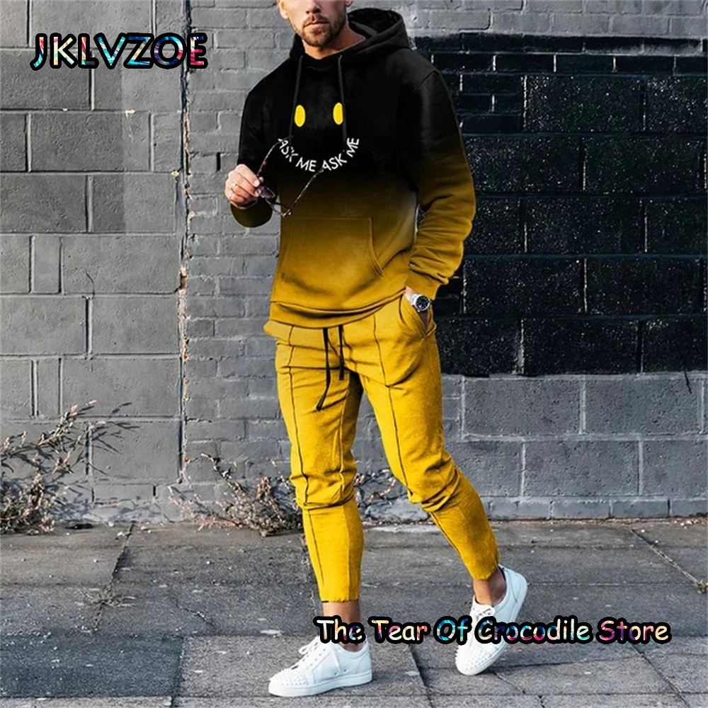 Newest Funny Smiley Hoodie Sets For Men Winter Autumn Male Suit 3D Print Casual Harajuku Sweatshirt Unisex Hoody Pullover Clothi