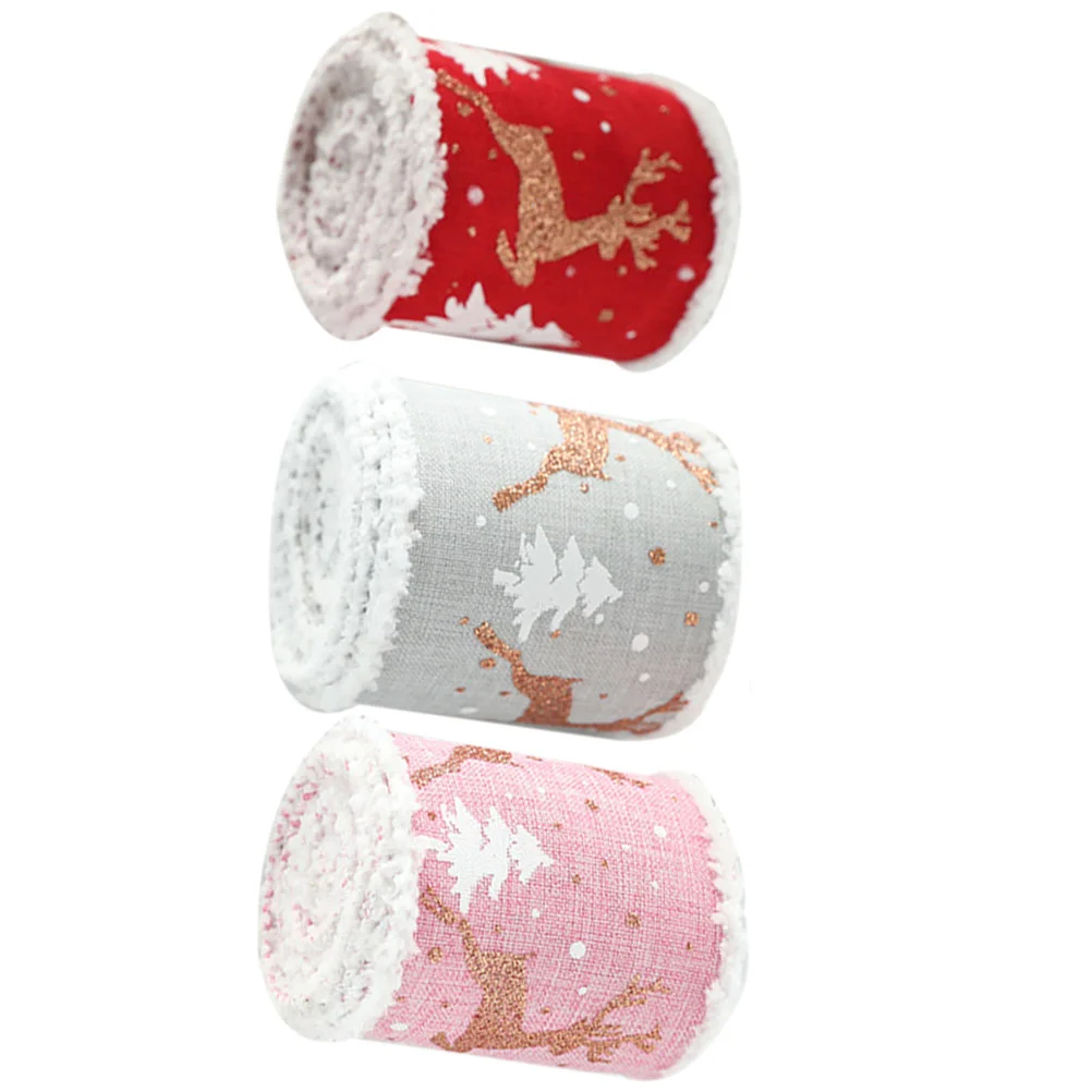 

3 Rolls Ribbons Gift Packing Decor DIY Craft Supply Package Holiday Christmas Festival