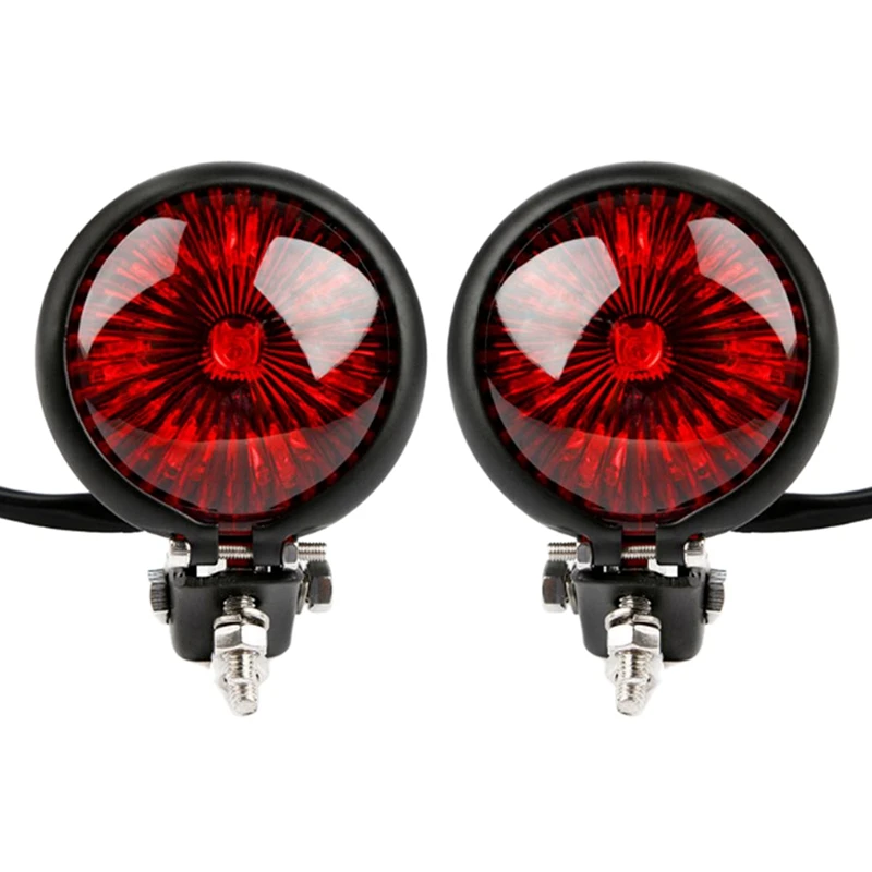 

2X Red 12V Led Black Cafe Racer Style Stop Tail Light Motorbike Brake Rear Lamp Tail Light For Chopper Bobber