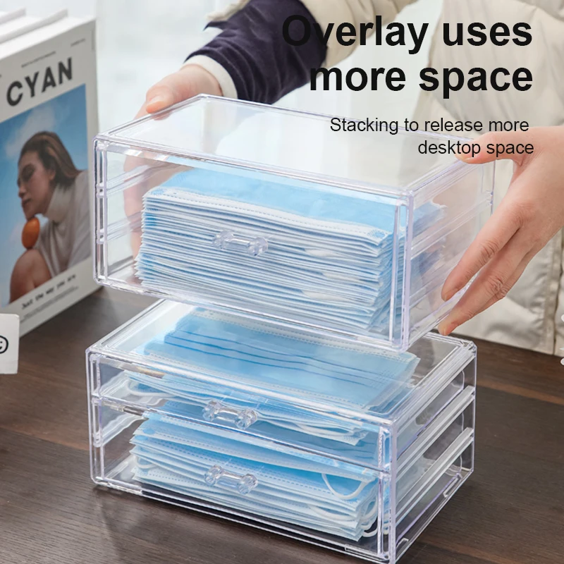 

Transparent Mask Storage Box Transparent Drawer Household Storage Supplies Dustproof Box Mask Box Storage Box Large-capacity