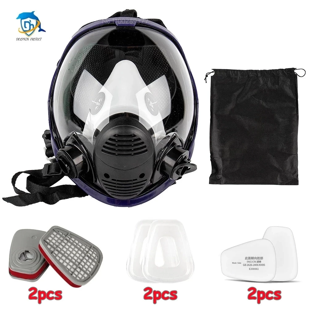 

6800 7 in 1 Chemical Mask Gas Mask Dustproof Respirator Paint Pesticide Spray Silicone Full Face Filters for Laboratory Welding