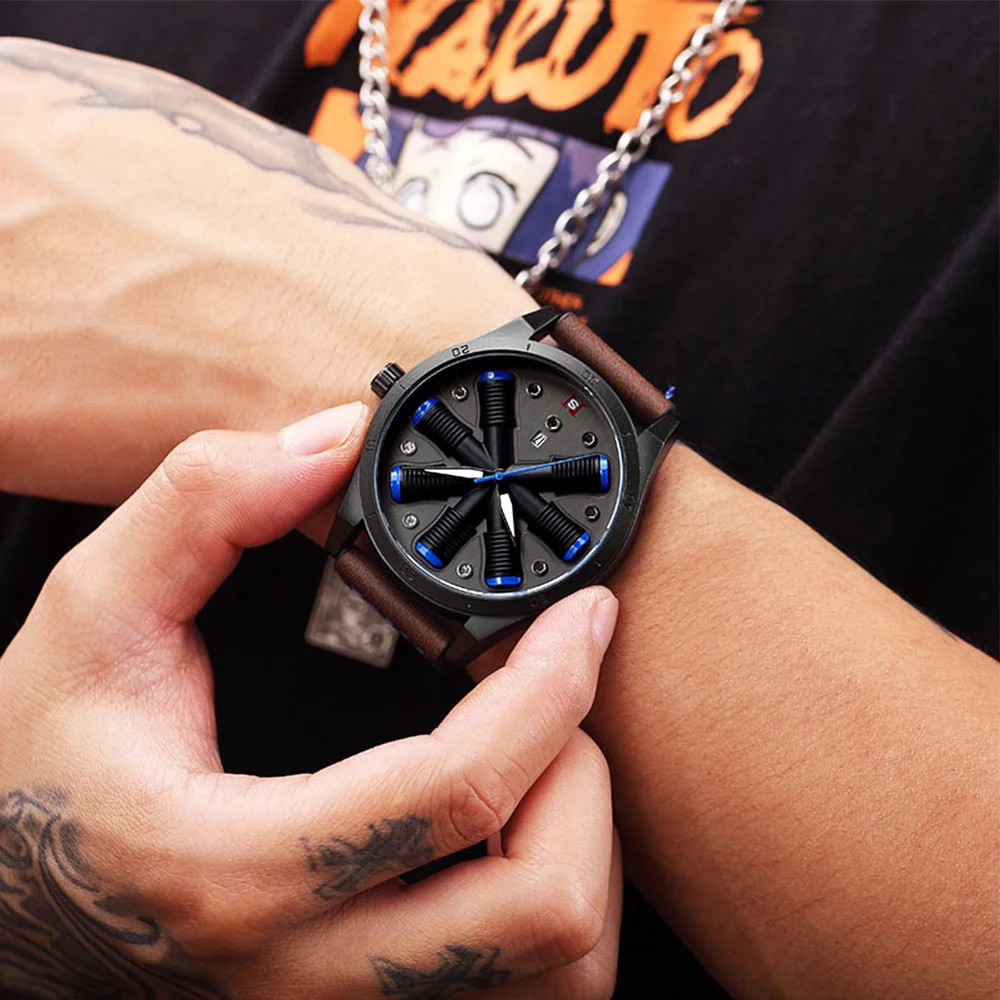 

TOMI-NS New Business Simple Features Large Dial Three-Hand Calendar Quartz Strap Men's Watch with Gift Box Free Shipping