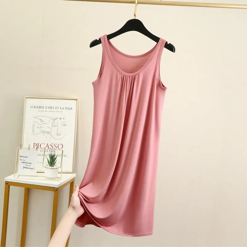 Modal Dress For Women Summer Large Size Sleeveless Underskirt Nightgown Dress Loose Casual Vest Inner Petticoat Slips Dress 6XL