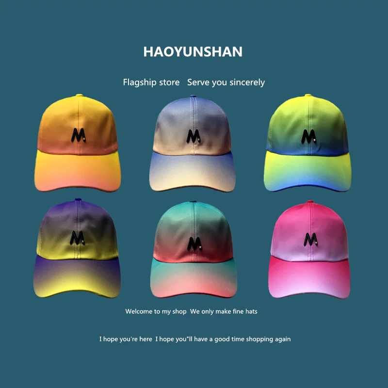 

Gradient M Letter Three-Dimensional Embroidery Baseball Cap Female Spring and Summer Sun-Proof Fashionmonger Peaked Cap
