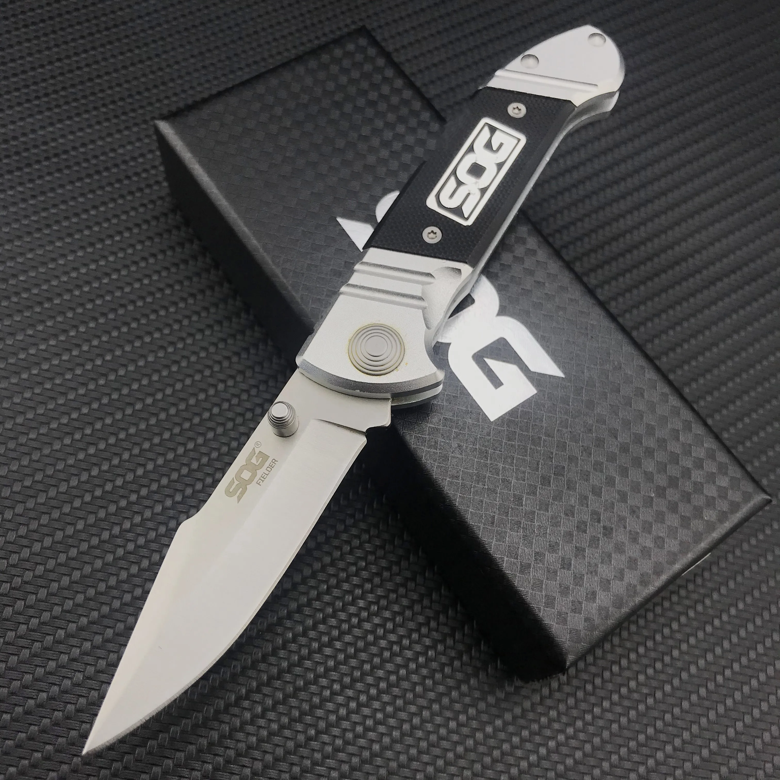 

SOG Fielder EDC Folding 440C Pocket Knife Aluminum Inlaid G10 Handle Outdoor Camping Hunting Stainless Steel Do-It-All Knives