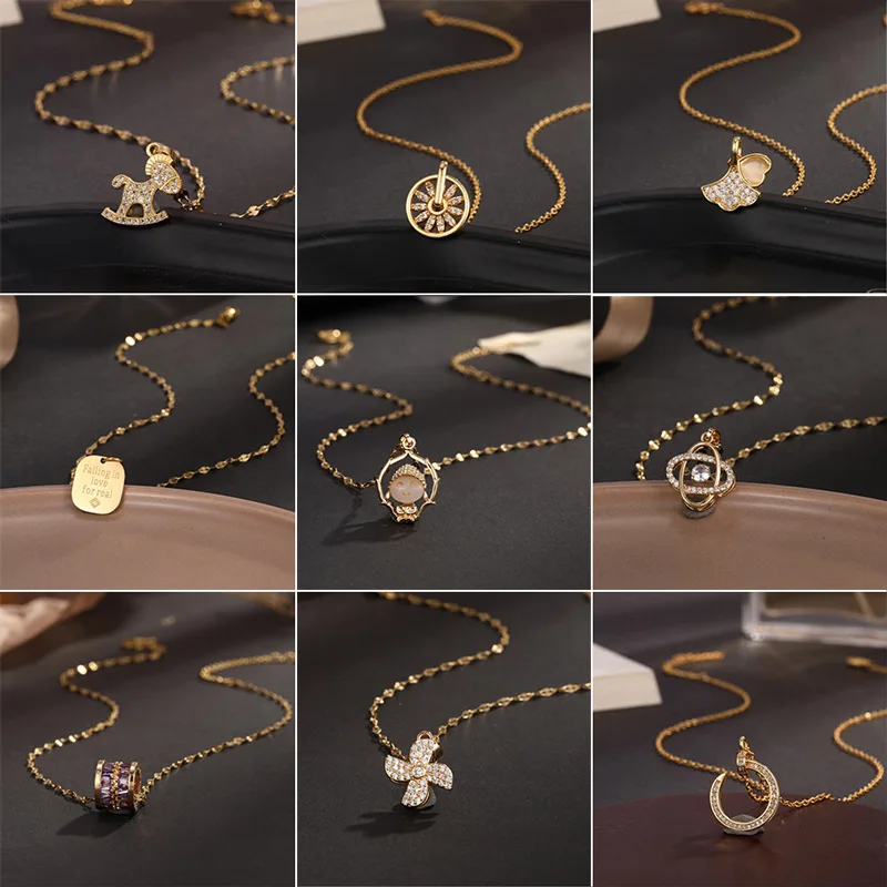 

Jewelry necklace female versatile niche design light luxury high sense neck chain bone chain pendant non fading jewelry
