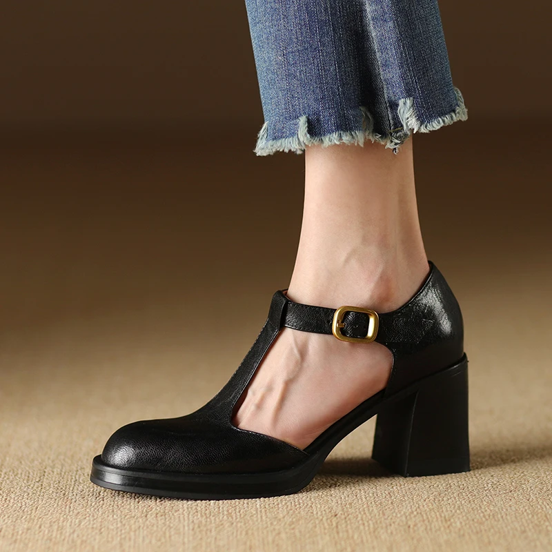 Женские туфли-лодочки на высоком массивном каблуке туфли мэри джейн из овечьей