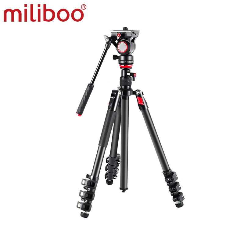 

miliboo Video Tripod with MUF Flat Base Fluid Video Head 11 lb Max Leveling Column Kit, Aluminum& Carbon fiber Legs Flip Lock Ca