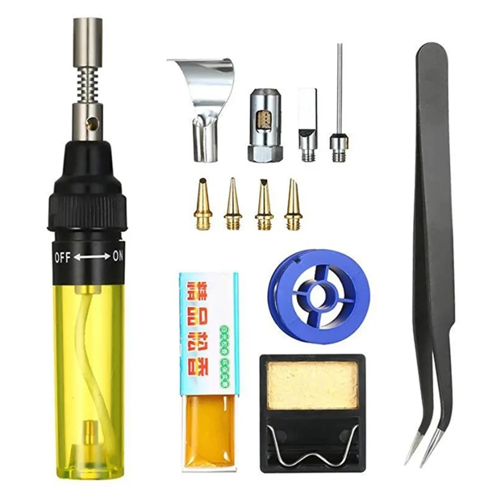 

13 Pcs Cordless Gas Electric Soldering Tool, Gas Soldering Iron Combo Kit Multifunctional Gas Soldering Iron Welding Tools
