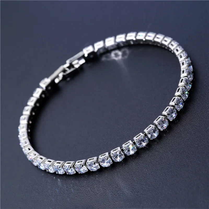 

4mm Cubic Zirconia Tennis Bracelet Iced Out Chain Bracelets For Women Men Gold Silver Color Men Bracelet CZ Chain Homme Jewelry