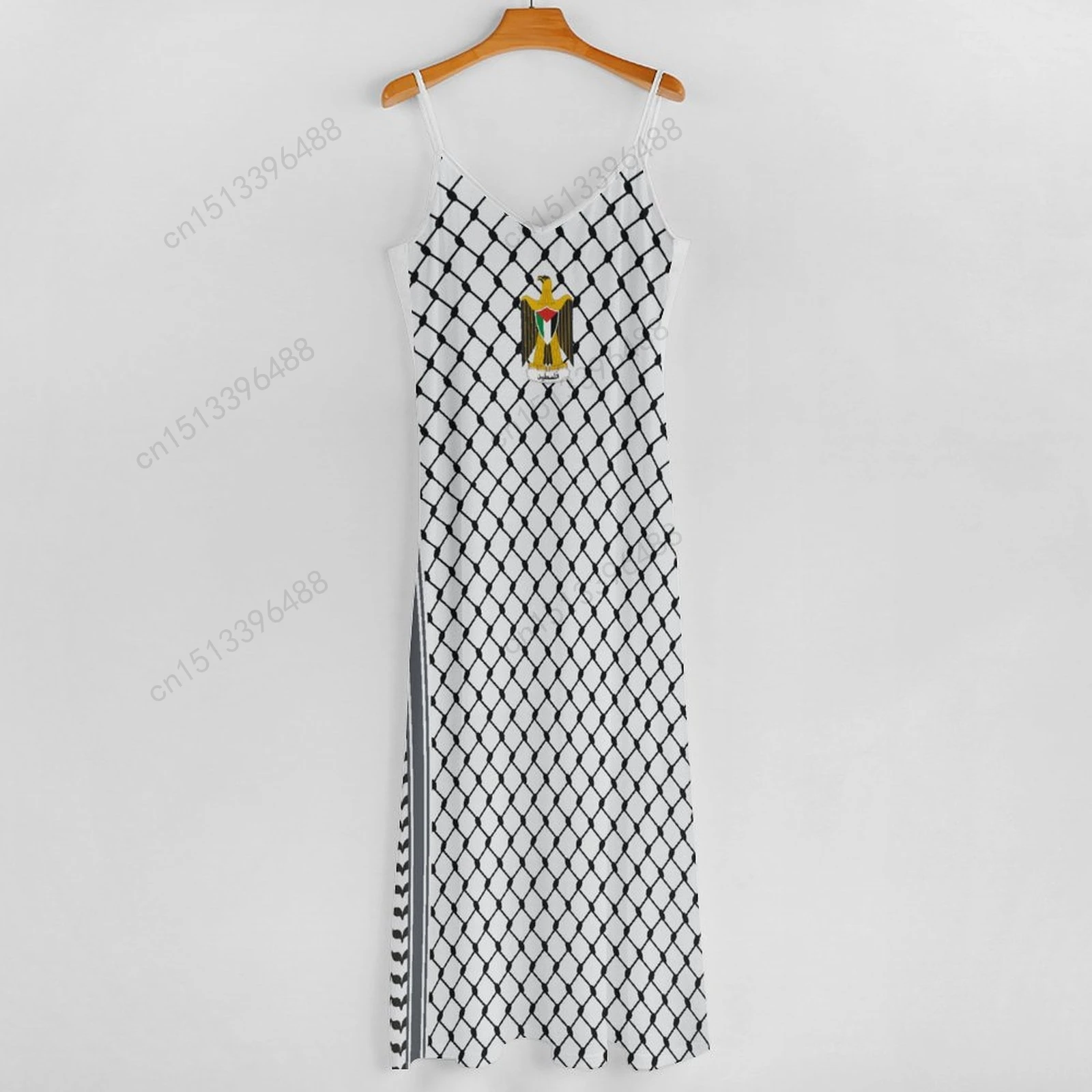 Женское платье без рукавов с V-образным вырезом и принтом