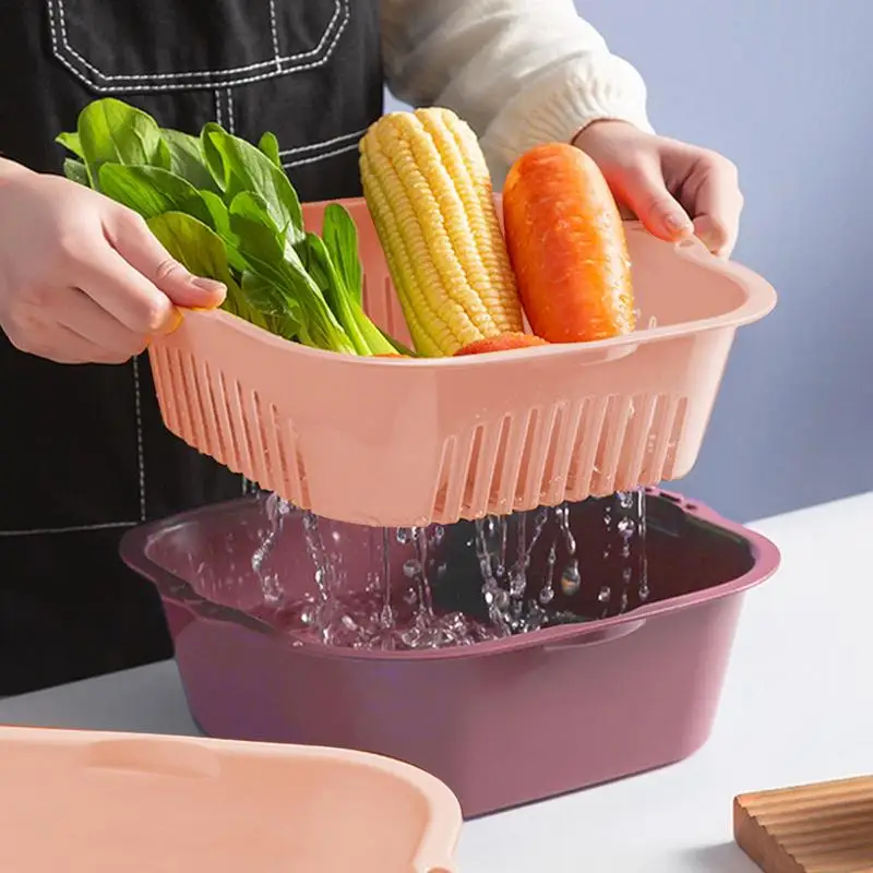 

Food Strainers Collapsible Colander Kitchen Foldable Colander Food Vegetable Fruit Strainers Drainer 2 In 1 Food Fruit Strainer