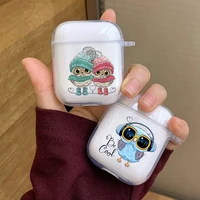 cartoon couples the owl bluetooth earphone wireless for airpods 1 2 3 pro lovely silicone the new transparent the earphone box