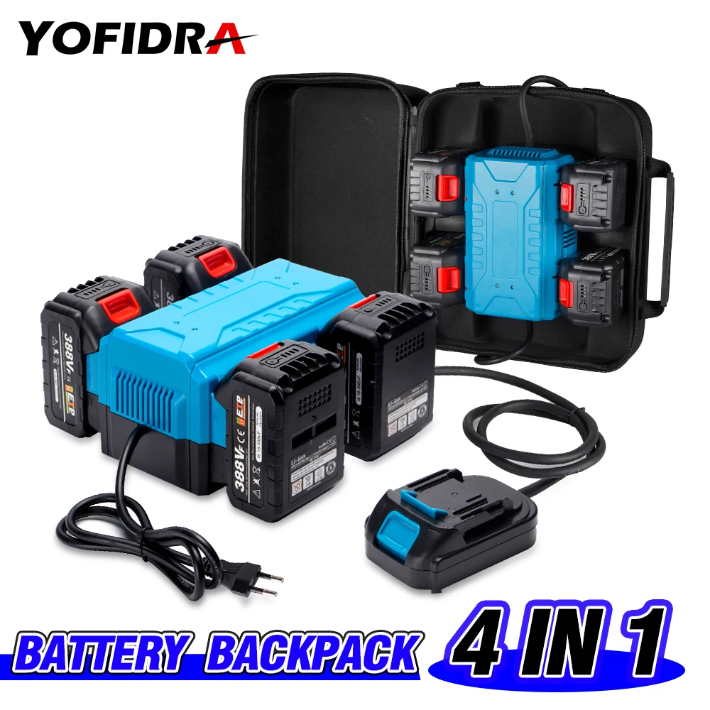 Enlarge Yofidra 2 IN 1 Battery Backpack Portable Power Supply&Charger. 4 Charging Port,4X RUN TIME,fit for 18-20V Battery