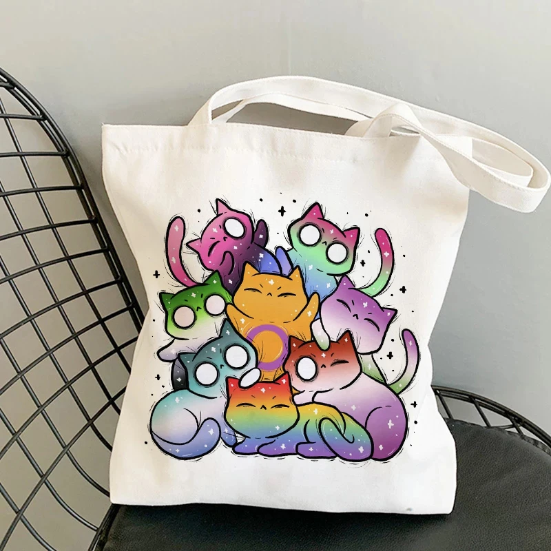 

Сумка-тоут с рисунком кошки, эстетичная складная сумка для покупок, Джутовая сумка, ручная сумка для шоппинга Bag, многоразовая Экологичная с...
