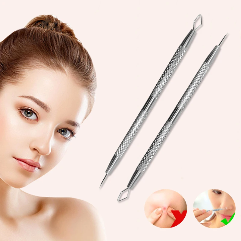 

2-In-1 Facial Milia Removal And Whitehead Extractor Stainless Steel Comedone Needles For Facial Care Pore Cleaner Tool