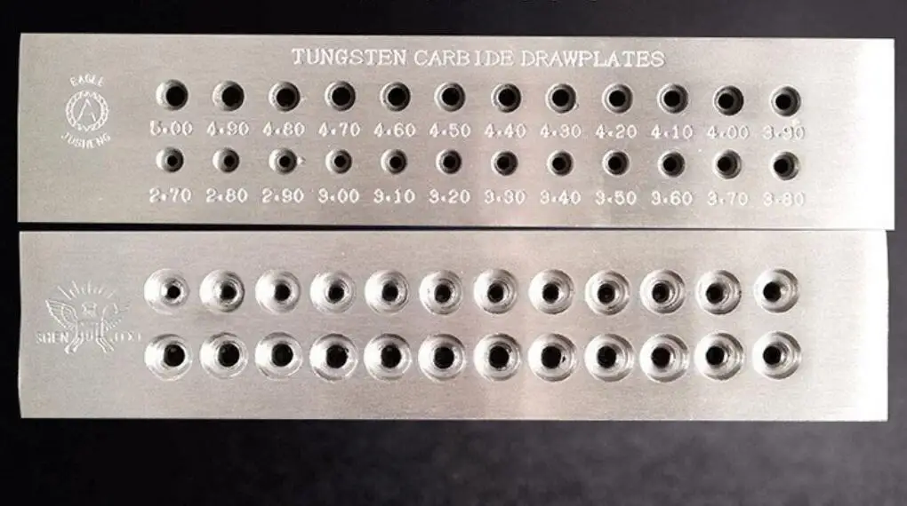 Tungsten Carbide Wire Drawplate 52 Holes Round Shape 0.26-4.10mm Jewellers Draw Plate