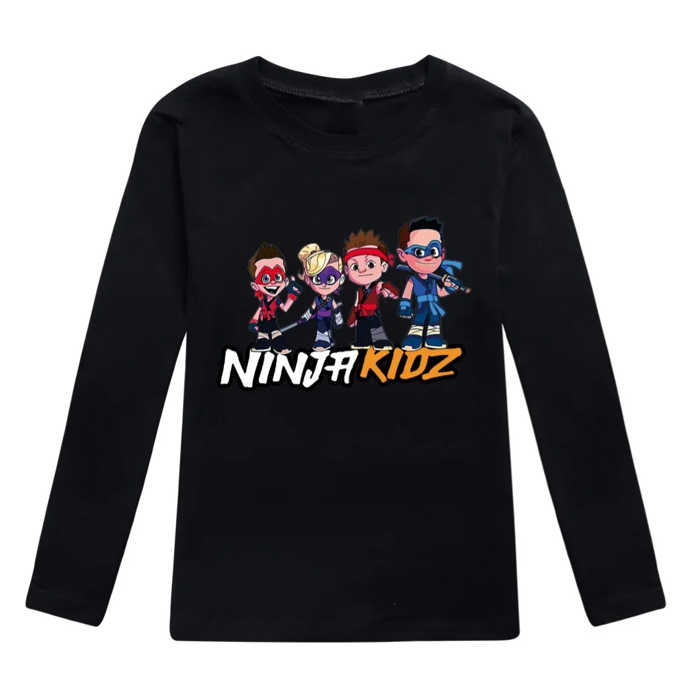 Фото Футболка с принтом Game NINJA KIDZ для маленьких мальчиков, мода 2024, осенние детские футболки с длинными рукавами, хлопковая детская одежда с героями мультфильмов, топы, футболки №4