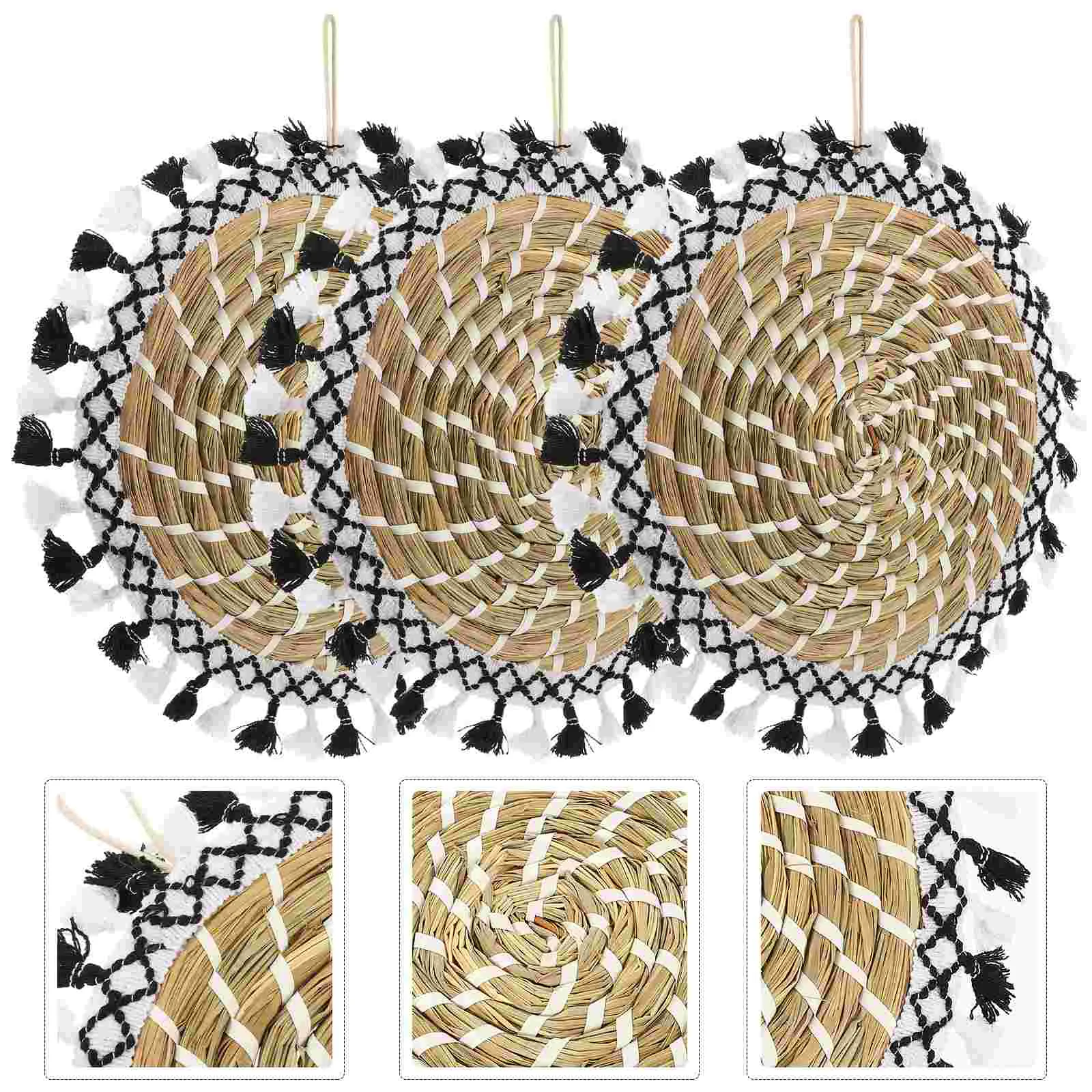 

3Pcs Hanging Woven Basket Wall Round Woven Wall Decor for Living Room Bedroom