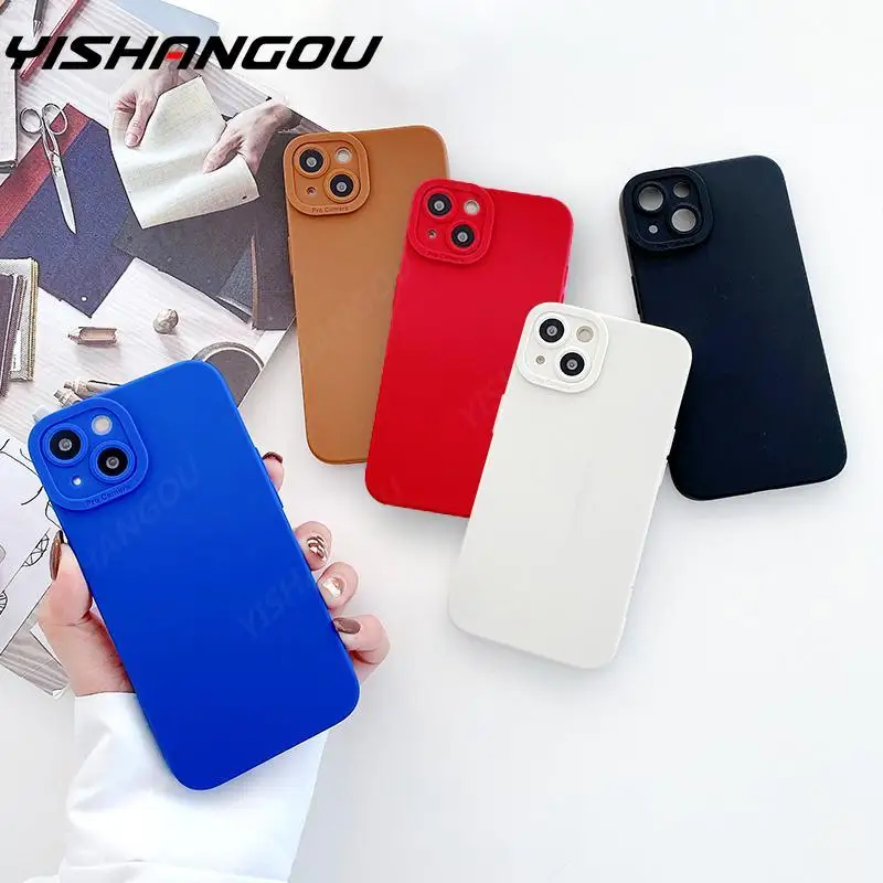 

Чехол для телефона карамельного цвета для iPhone 13 12 11 Pro Max 13 Mini XS XR X 7 8 Plus SE 2020 защита для объектива противоударный мягкий чехол