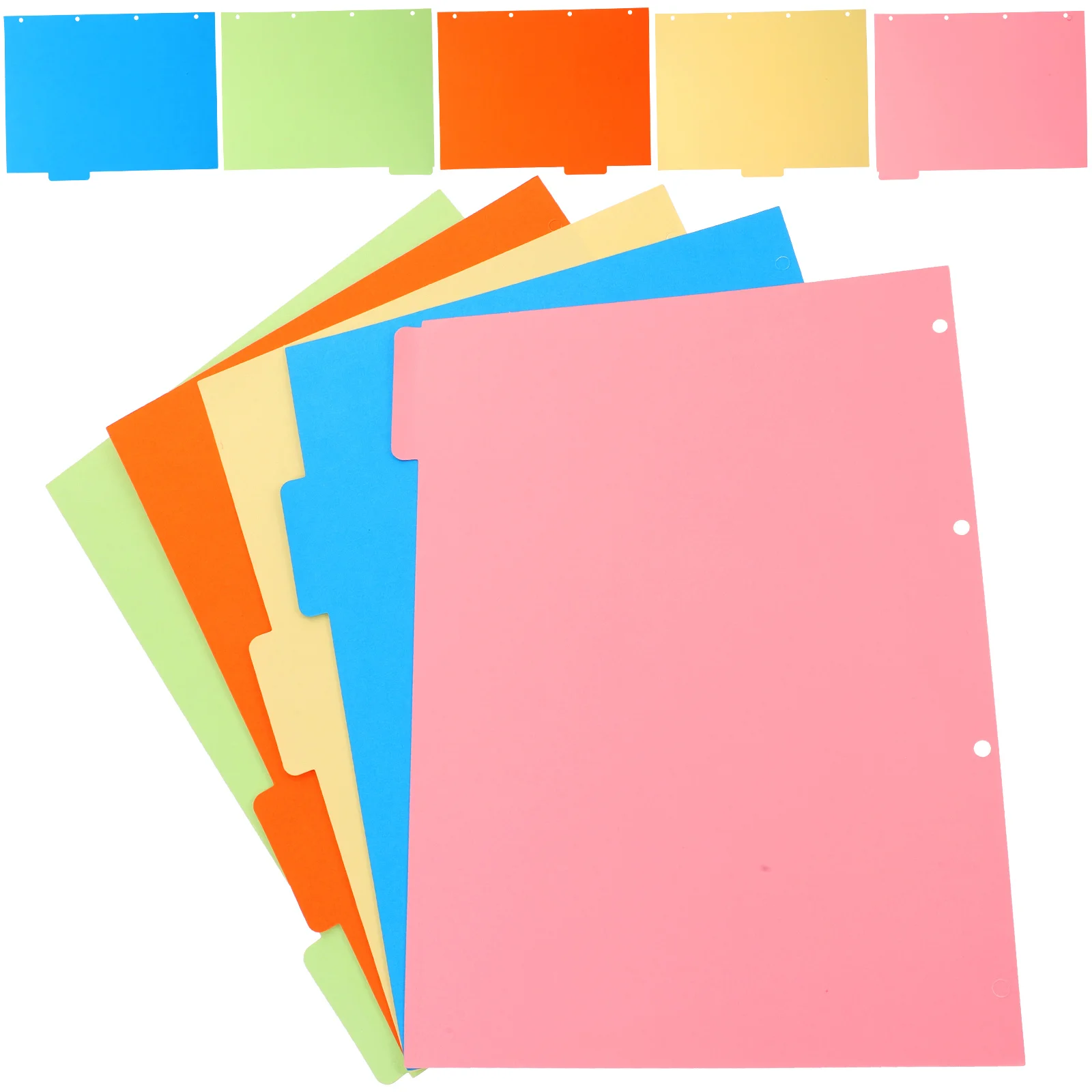 

2 Sets Colored Binder Dividers 4-holes Loose Leaf Notepad Tabs Dividers Practical Notebook Index Pages A4 File